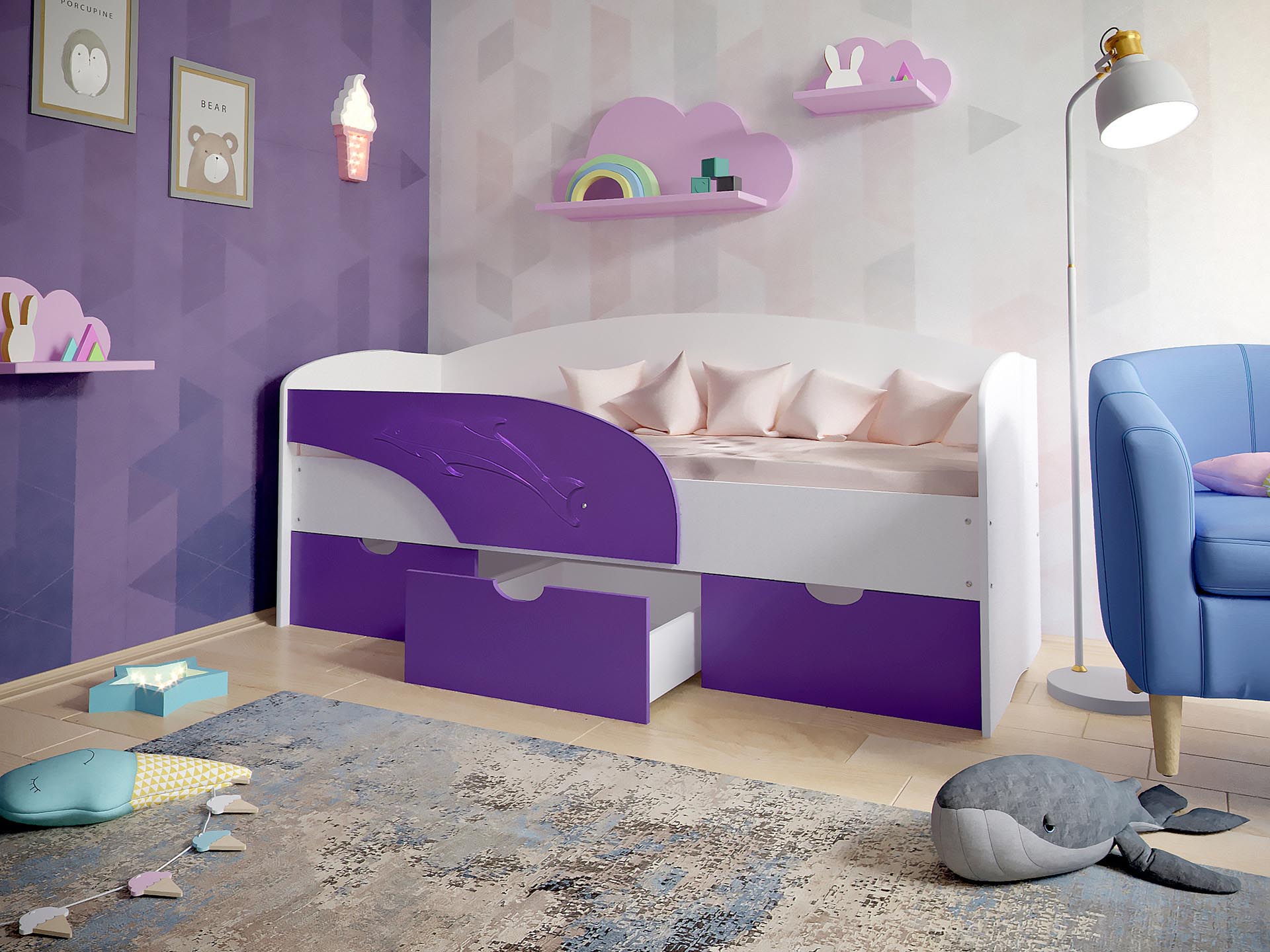 Кровать Детская Дельфин С Ящиками Фото